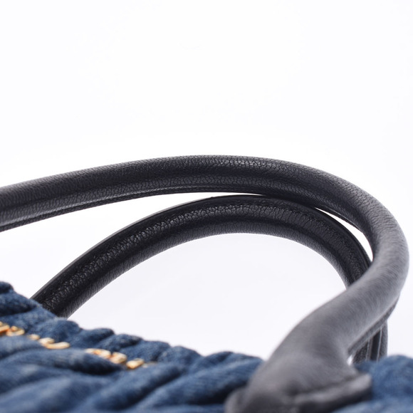 Miu Miu Matelasse Blue Black Denim Handbag - Picture 4 of 12
